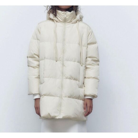Zara Cream Puffer Jacket - Picture 12 of 12